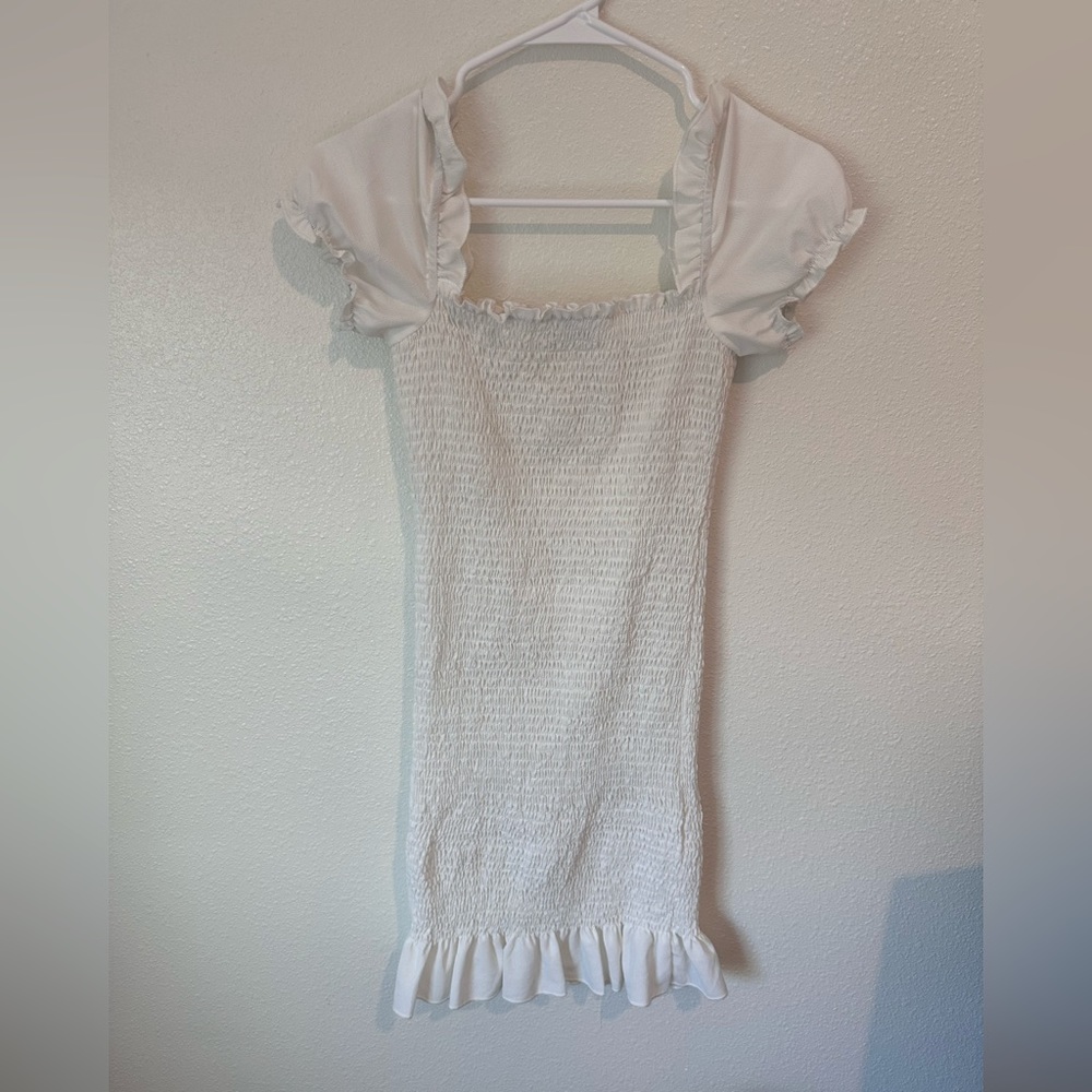 Beginning Boutique Puff Sleeve Mini Bodycon Dress White | Medium